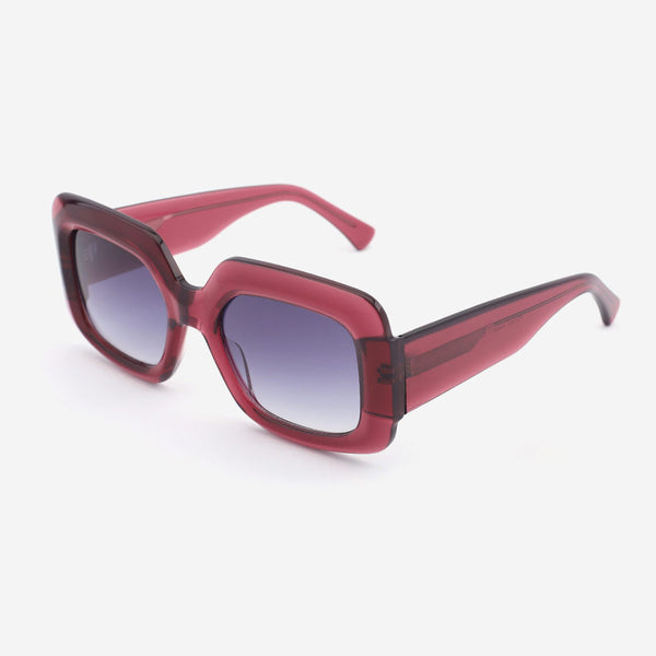 Square-shaped with 3D effect Acetate Unisex Sunglasses 22A8075