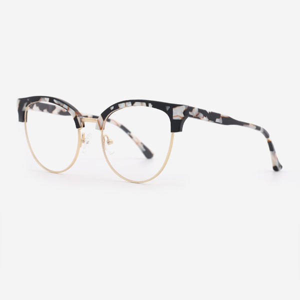Classical Round Acetate And Metal Combined Women‘s Optical Frames 23A3076