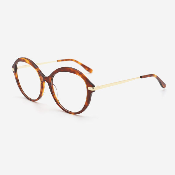 Oval Acetate And Metal Combined Women's Optical Frames 23A3167