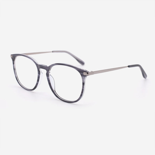 Oval Acetate And Metal Combined Unisex Optical Frames 23A3174
