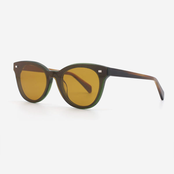 Retro Round Acetate Unisex Clip-On Sunglasses 23A8066