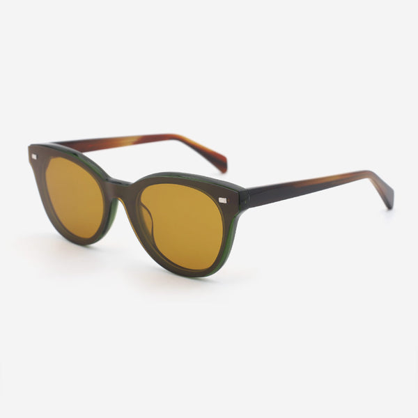 Retro Round Acetate Unisex Clip-On Sunglasses 23A8066