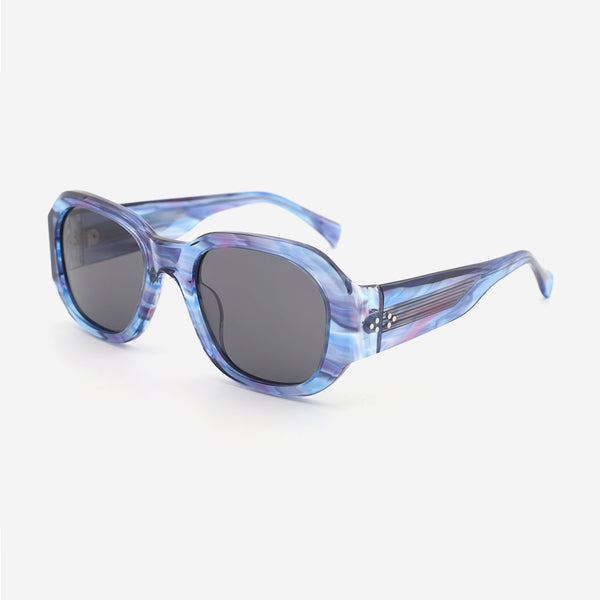 Stylish Round Thick Acetate Unisex Sunglasses 24A8008