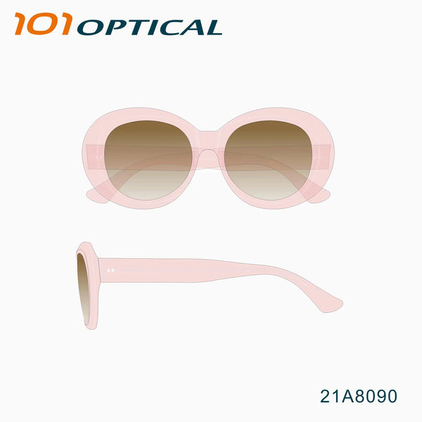 Cambered Round Acetate Unisex Sunglasses 21A8090