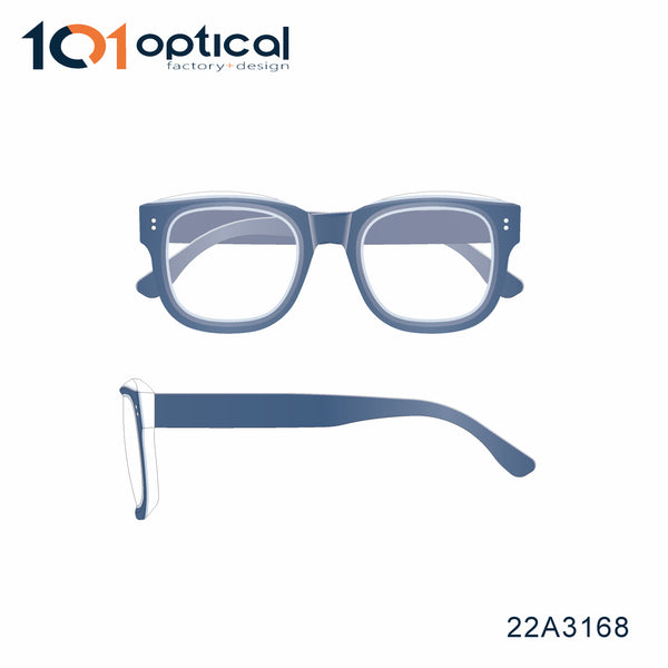 Round Square Bevelling Acetate Unisex Optical Frames 22A3168
