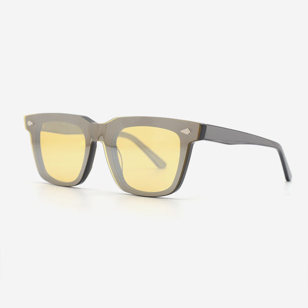 Square Acetate Unisex Clip-On Sunglasses 23A8064