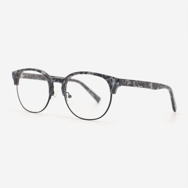 Round Acetate And Metal Combined Unisex Optical Frames 23A3075