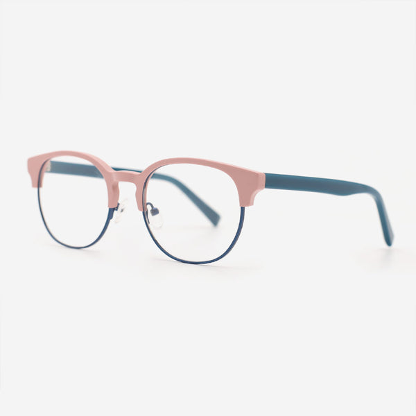 Round Acetate And Metal Combined Unisex Optical Frames 23A3075