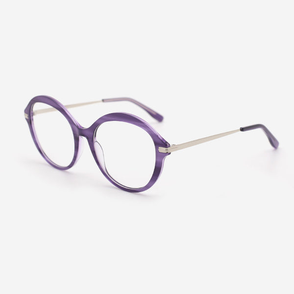 Oval Acetate And Metal Combined Women's Optical Frames 23A3167
