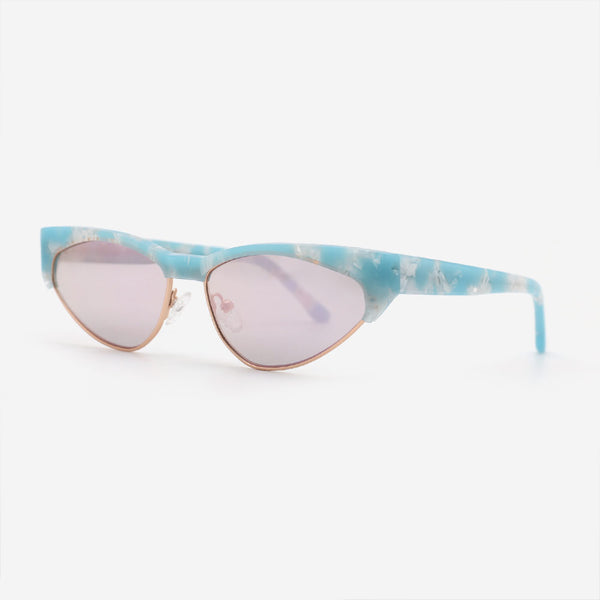 Cat Eye Acetate And Metal Combined  Female Sunglasses 23A8052