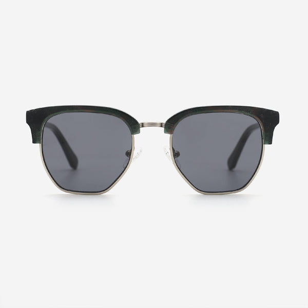Square Acetate And Metal Combined Women's Sunglasses 23A8055
