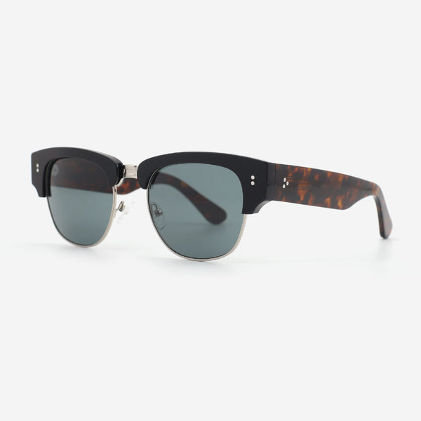 Retro Square Acetate And Metal Combined Unisex Sunglasses 23A8056
