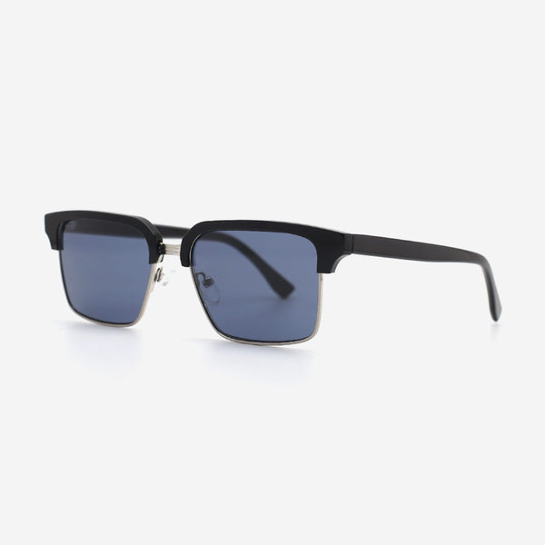 Rectangle Acetate And Metal Combined Men's Sunglasses 23A8061