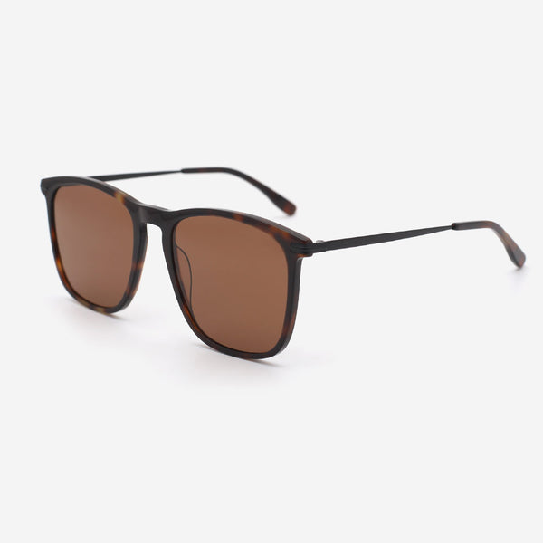 Square Acetate And Metal Combined Unisex Sunglasses 23A8114