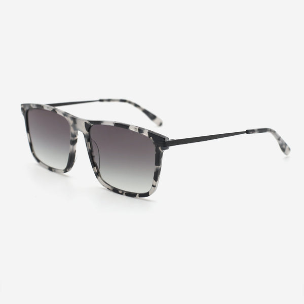 Rectangle Acetate And Metal Combined Men's Sunglasses 23A8118
