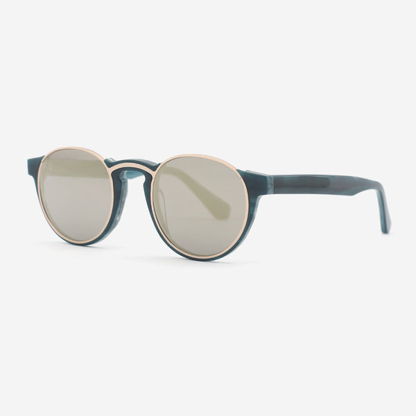 Round Acetate And Metal Combined Unisex Sunglasses 23A8132B