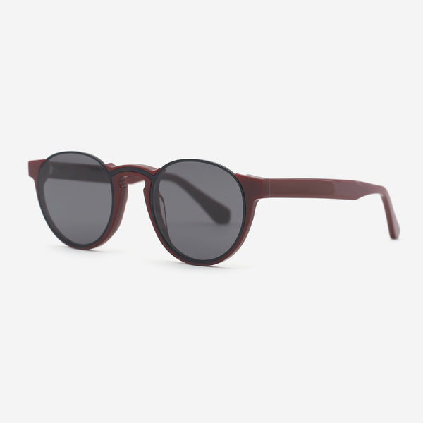 Round Acetate And Metal Combined Unisex Sunglasses 23A8132B