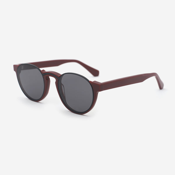 Round Acetate And Metal Combined Unisex Sunglasses 23A8132B