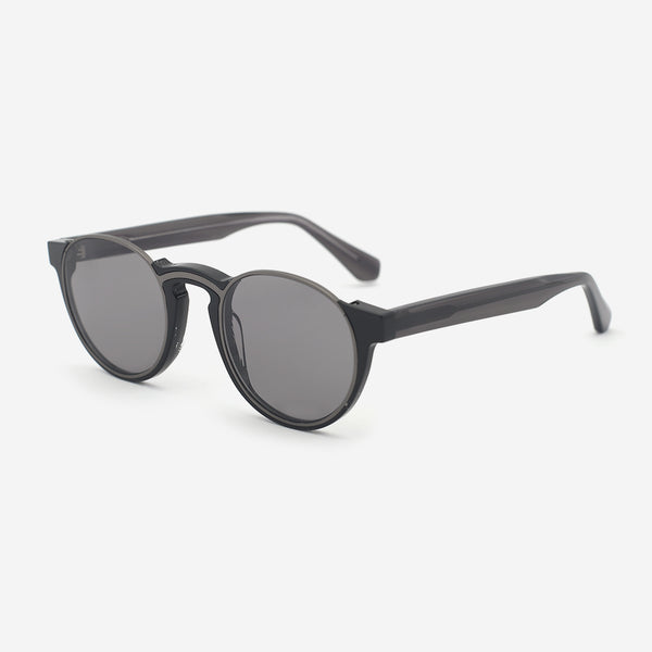 Round Acetate And Metal Combined Unisex Sunglasses 23A8132B