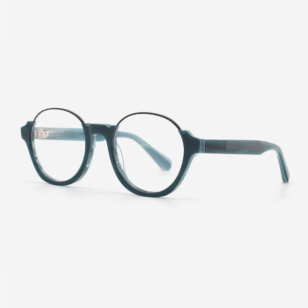 Round Acetate And Metal Combined Women‘s Optical Frames 24A3004