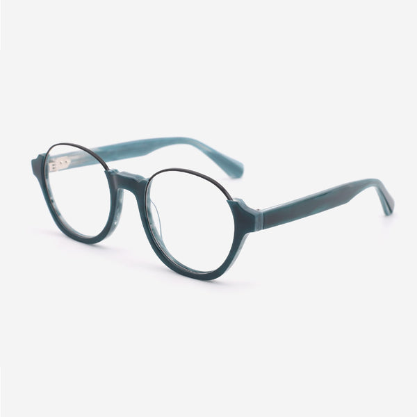 Round Acetate And Metal Combined Women‘s Optical Frames 24A3004