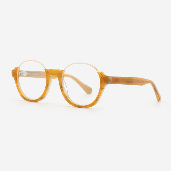 Round Acetate And Metal Combined Women‘s Optical Frames 24A3004