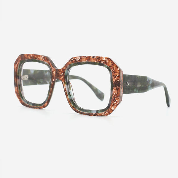 Square Oversize Laminated Acetate Women's Optical Frames 24A3062