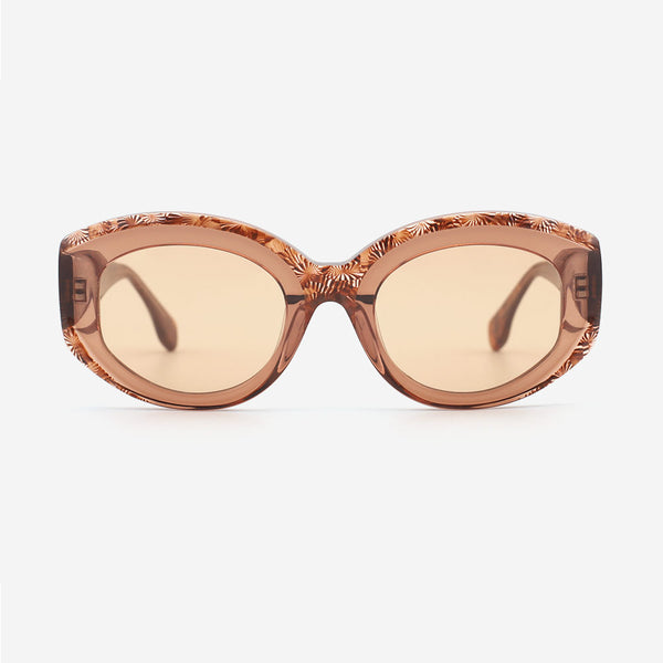 Cat Eye Laminated Acetate Female Sunglasses 24A3064A