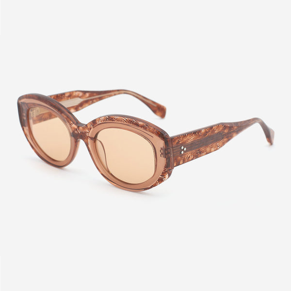 Cat Eye Laminated Acetate Female Sunglasses 24A3064A