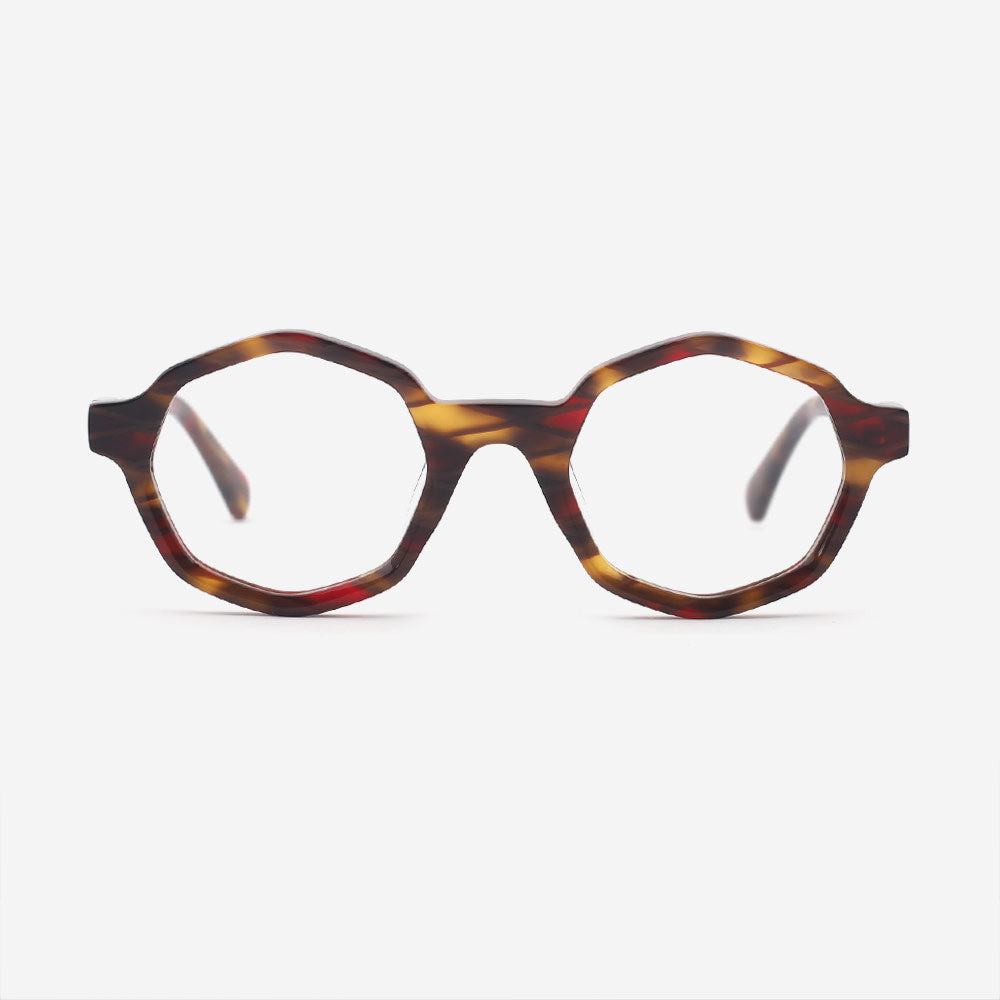 Polygon Laminated Acetate And Metal Combined Unisex Optical Frames 24A3136