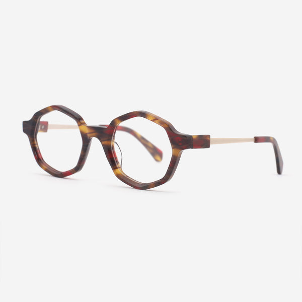 Polygon Laminated Acetate And Metal Combined Unisex Optical Frames 24A3136