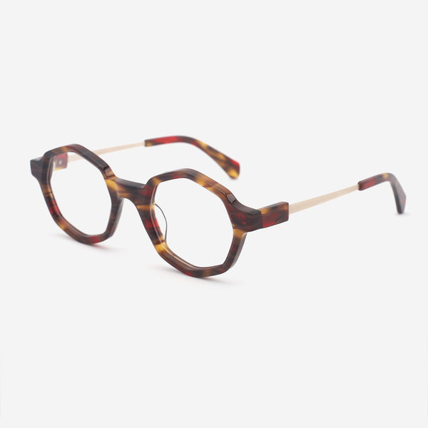 Polygon Laminated Acetate And Metal Combined Unisex Optical Frames 24A3136