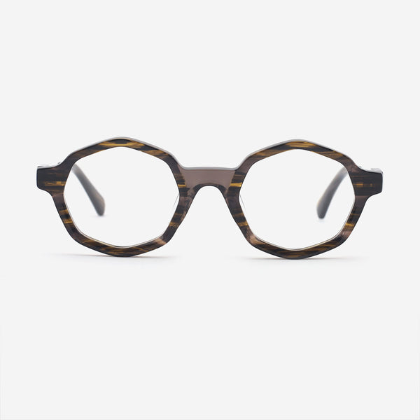 Polygon Laminated Acetate And Metal Combined Unisex Optical Frames 24A3136