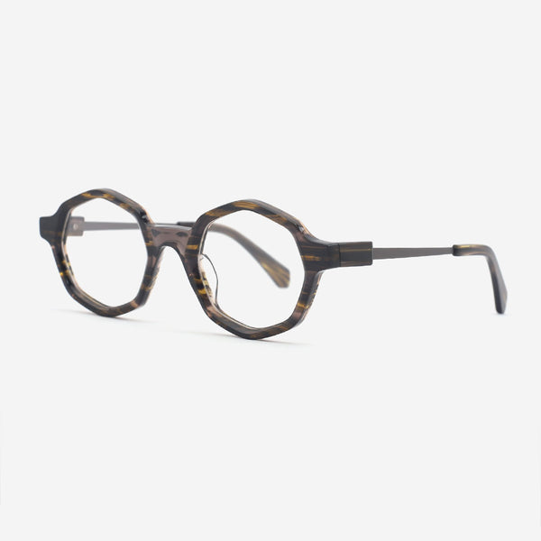 Polygon Laminated Acetate And Metal Combined Unisex Optical Frames 24A3136