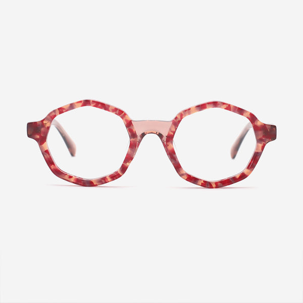 Polygon Laminated Acetate And Metal Combined Unisex Optical Frames 24A3136