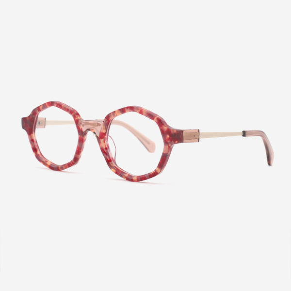 Polygon Laminated Acetate And Metal Combined Unisex Optical Frames 24A3136