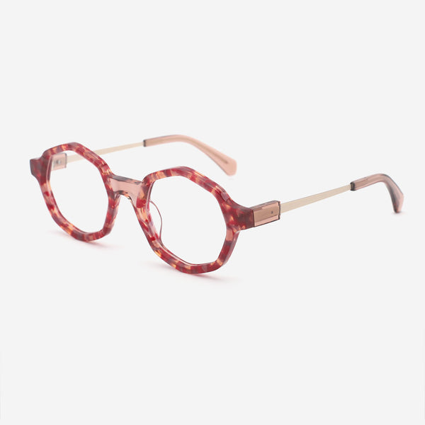 Polygon Laminated Acetate And Metal Combined Unisex Optical Frames 24A3136