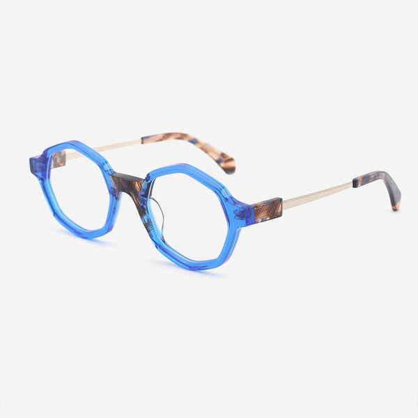 Polygon Laminated Acetate And Metal Combined Unisex Optical Frames 24A3136