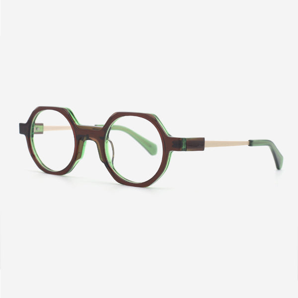 Geometric Acetate And Metal Combined Unisex Optical Frames 24A3138