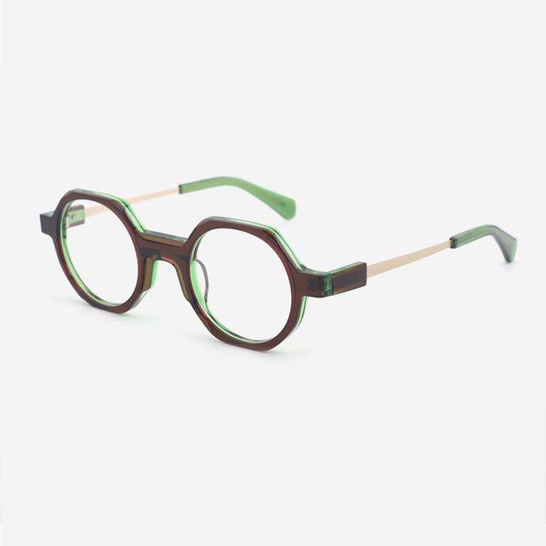 Geometric Acetate And Metal Combined Unisex Optical Frames 24A3138