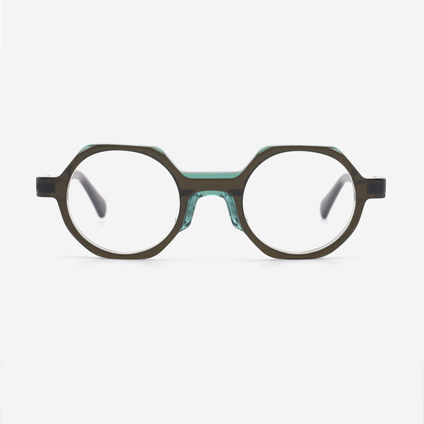 Geometric Acetate And Metal Combined Unisex Optical Frames 24A3138