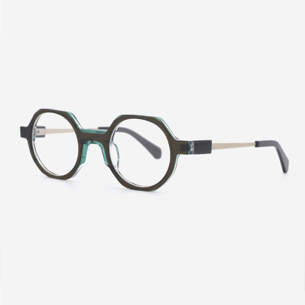 Geometric Acetate And Metal Combined Unisex Optical Frames 24A3138