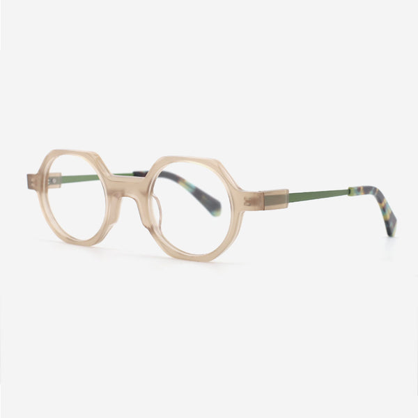 Geometric Acetate And Metal Combined Unisex Optical Frames 24A3138