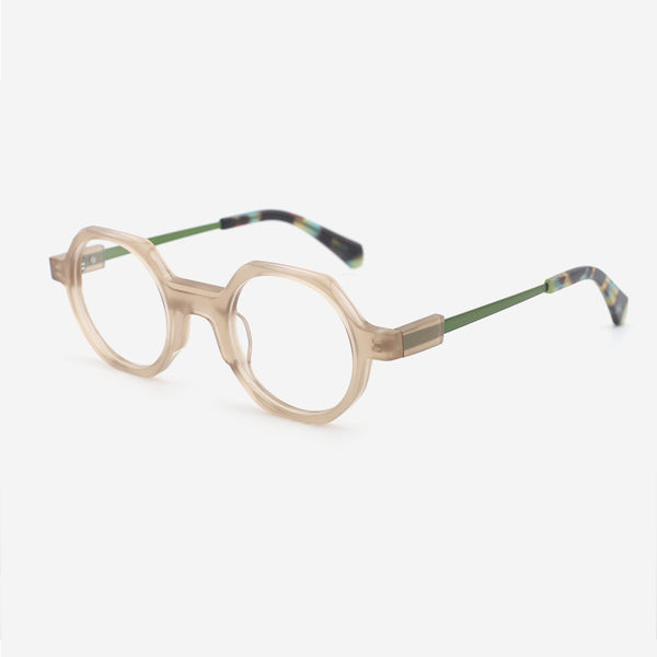 Geometric Acetate And Metal Combined Unisex Optical Frames 24A3138