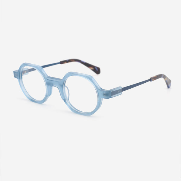 Geometric Acetate And Metal Combined Unisex Optical Frames 24A3138