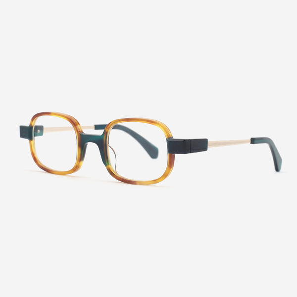 Geometric Acetate And Metal Combined Unisex Optical Frames 24A3140