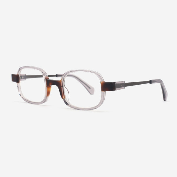 Geometric Acetate And Metal Combined Unisex Optical Frames 24A3140