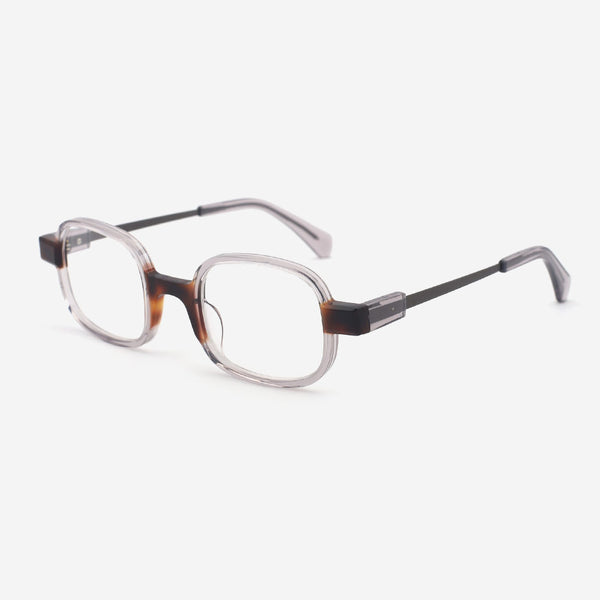 Geometric Acetate And Metal Combined Unisex Optical Frames 24A3140