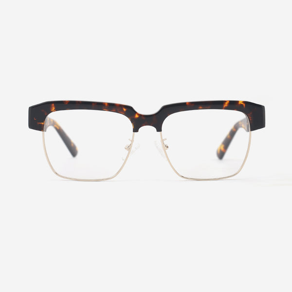 Square Acetate And Metal Combined Unisex Optical Frames 24A3296