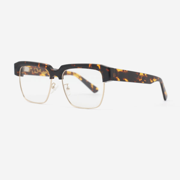 Square Acetate And Metal Combined Unisex Optical Frames 24A3296